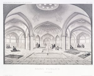 1856年パリのルメルシエによって発行されたクロードソヴァジュオ（1832-85）によって彫刻された、ペルシャの「航海ピトレスク」からのカーシャンの公衆浴場 作： パスカル・ザビエル・コステ